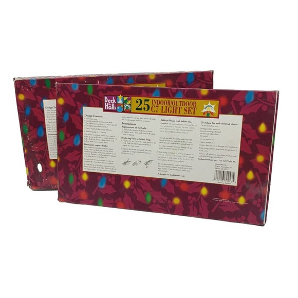 NEW VTG (2) 25' C7 LIGHT STRING IN/OUT Large Green "Deck the Halls" NEW in BOXES - Picture 4 of 6